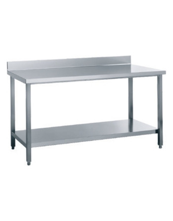 WORK TABLES ON LEGS WITH FLAT TOP WITH SPLASHBACK