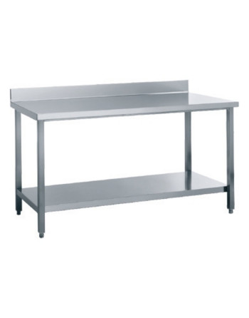 WORK TABLES ON LEGS WITH FLAT TOP WITH SPLASHBACK