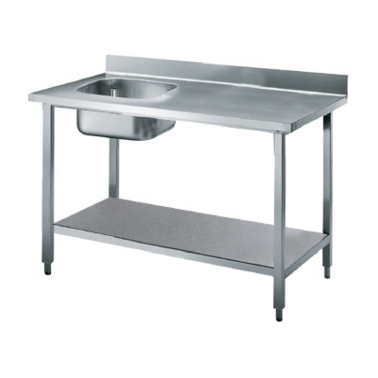 STOŁY ROBOCZE NA NOGACH Z PODSTAWĄ – 1 ZLEW PO LEWEJ STRONIE
