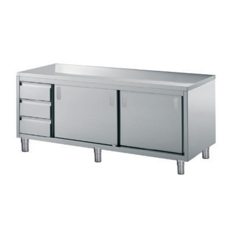 COMBINATION CUPBOARD TABLE-2 SLIDING DOORS AND 3 DRAWERS
