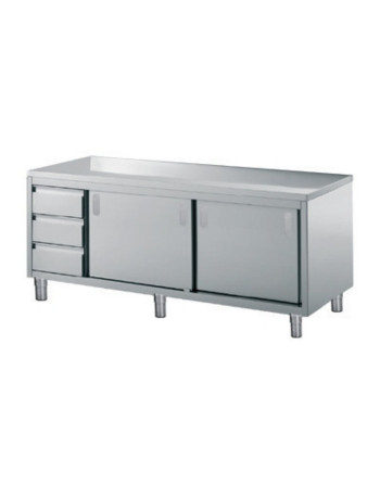 COMBINATION CUPBOARD TABLE-2 SLIDING DOORS AND 3 DRAWERS