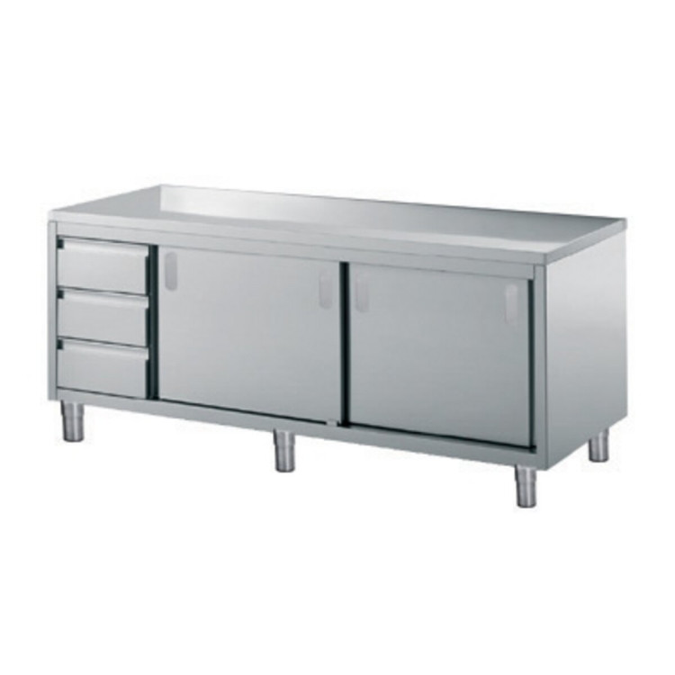COMBINATION CUPBOARD TABLE-2 SLIDING DOORS AND 3 DRAWERS