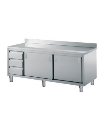 MUEBLE COMBINADO MESA CON SALPICADERO -2 PUERTAS CORREDERAS Y 3 CAJONES