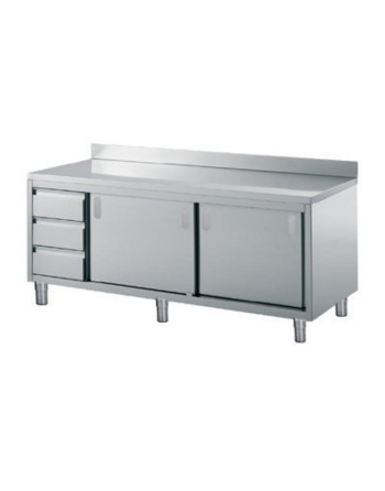 MUEBLE COMBINADO MESA CON SALPICADERO -2 PUERTAS CORREDERAS Y 3 CAJONES