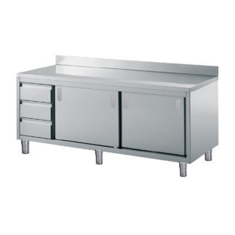 ARMOIRE COMBINÉE TABLE AVEC DOSSERET -2 PORTES COULISSANTES ET 3 TIROIRS