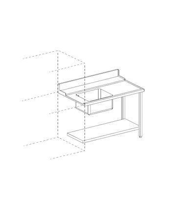 RH PREWASH TABLE WITH LOWER SHELF AND SINK