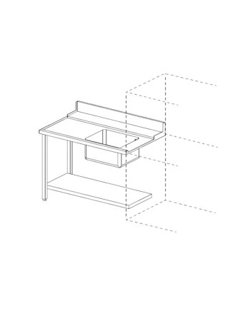 LEFT SIDE PREWASH TABLE WITH LOWER SURFACE AND BASIN