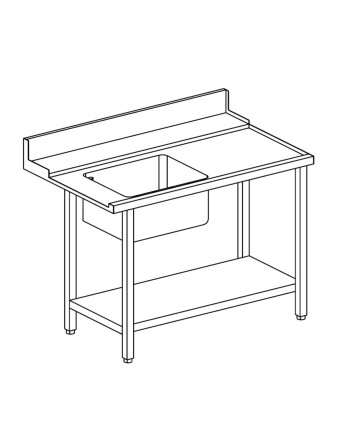 RH PREWASH TABLE WITH LOWER SHELF AND SINK