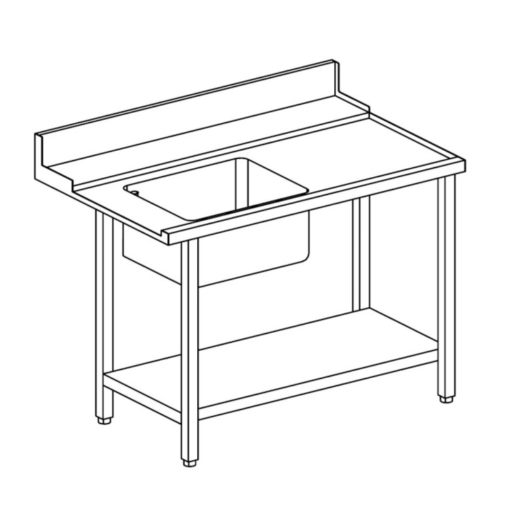 TAVOLO DI PRELVAGGIO DESTRO CON PIANO INFERIORE E VASCA