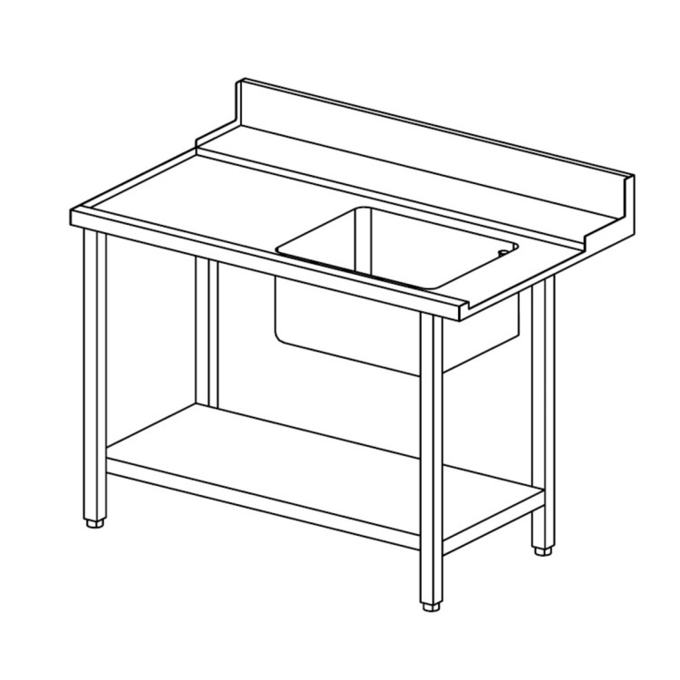 LH PREWASH TABLE WITH LOWER SHELF AND SINK