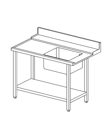 LH PREWASH TABLE WITH LOWER SHELF AND SINK