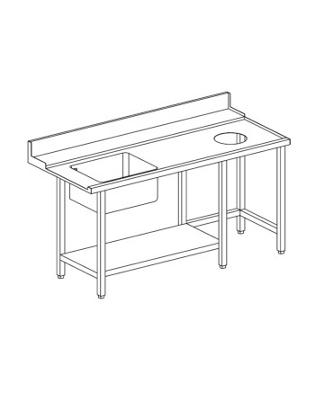 RH SCRAPING AND PREWASH TABLE WITH LOWER SHELF AND SINK