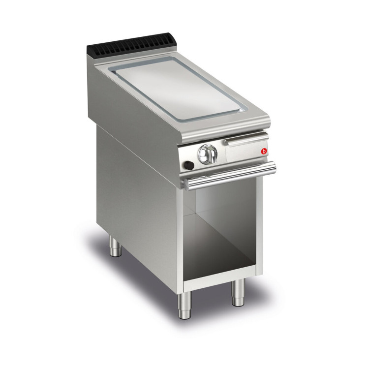 FRY TOP S GAS M40 Bratplatte aus gebürstetem Chrom - Glatt - Am Thermostatfach