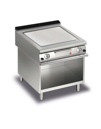 FRY TOP S GAS M80 Bratplatte aus gebürstetem Chrom - Glatt - Am Thermostatfach
