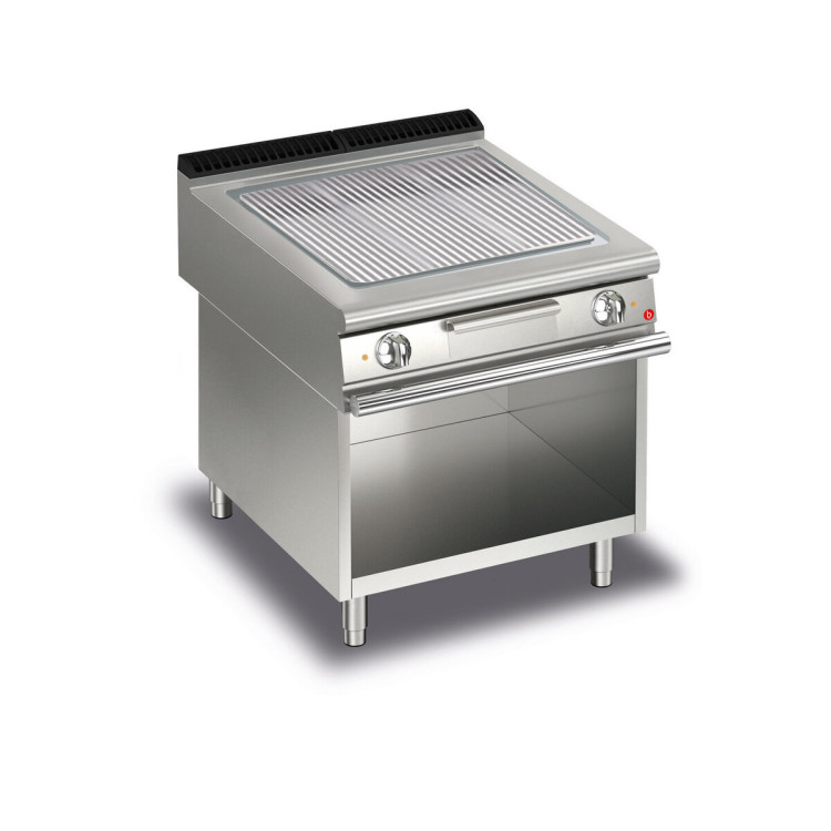 FRY TOP S Electric M80  Placa Cromada Cepillada - Rayado - Con MuebleTermostatizado