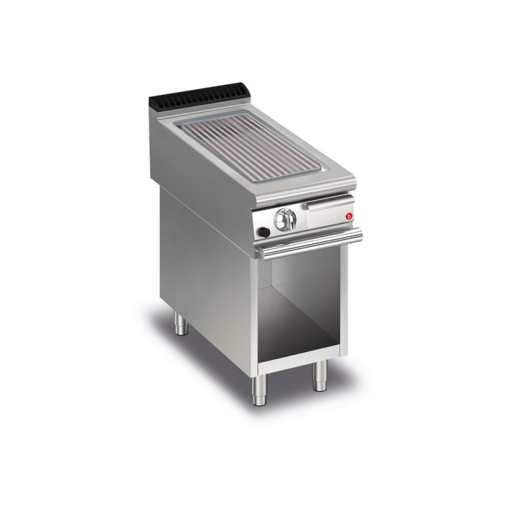 FRY TOP S GAS M40 – chromowana płyta z wykończeniem szczotkowanym – z rowkami – z termostatowaną komorą