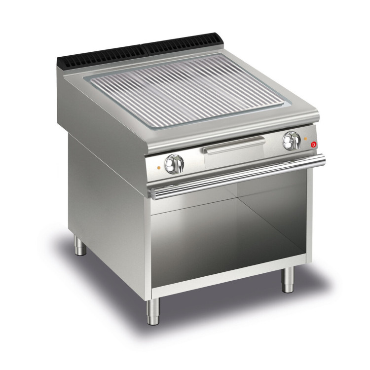FRY TOP S Electric M80  Placa Cromada Cepillada - Rayado - Con MuebleTermostatizado