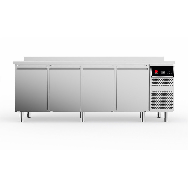 TABLE RÉFRIGÉRÉ BT 4 COMPARTIMENTS  - 4 PORTES - PLAN AVEC DOSSERET - AVEC MOTEUR