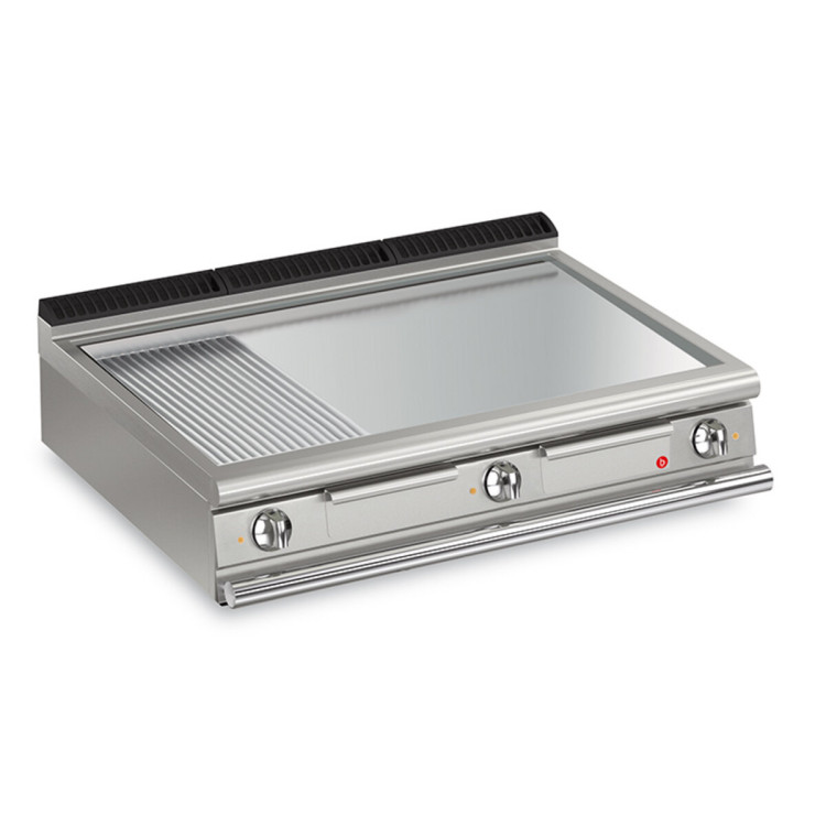 FRY TOP ELETTRICO PIASTRA 2/3 LISCIA 1/3 RIGATA CROMATA
