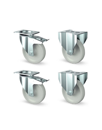 KIT RUOTE (2 + 2) Ø 101 INOX