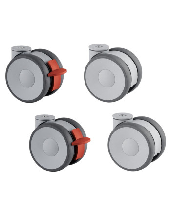 KIT DE RUEDAS INCLUYENDO 2 CON FRENO, PARA SOPORTES Y ARMARIOS - NO COMPATIBLE CON EL USO DE BASTIDORES EXTRAÍBLES - AUMENTO DE