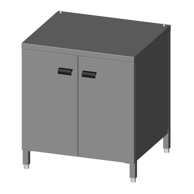 ARMOIRE EN ACIER INOX. AVEC PORTES ET PORTE-PLAQUES - POUR FOUR AVEC HOTTE - 1/1 GN