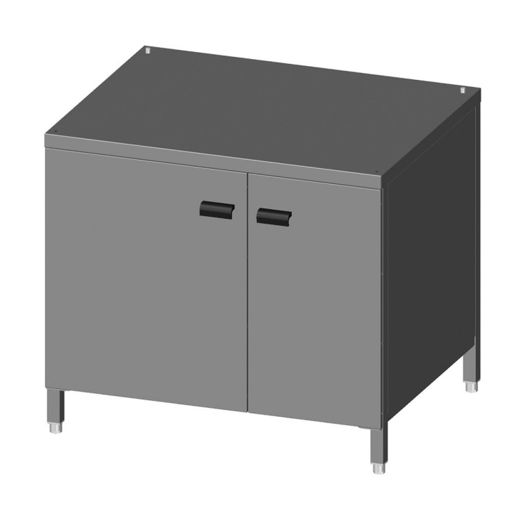ARMOIRE EN ACIER INOX. AVEC PORTES ET PORTE-PLAQUES - POUR FOUR AVEC HOTTE - 1/1 GN - 2/1 GN