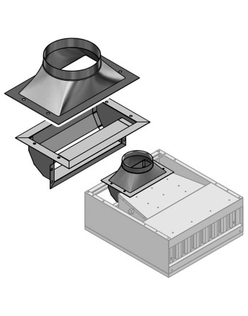COLECTOR CAMPANA PARA CONEXIÓN EXTERNA, COMPLETO CON CONECTOR DE 90° - Ø 150 MM