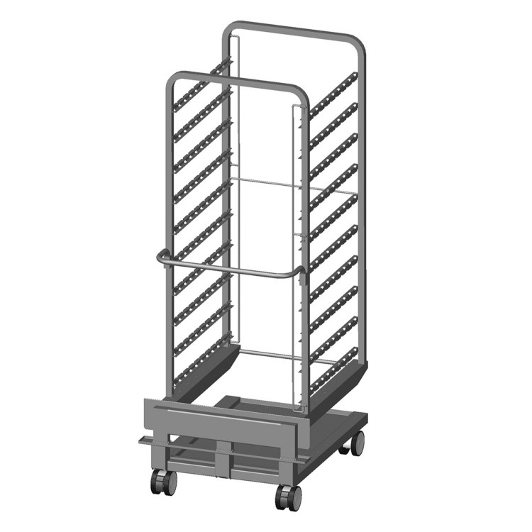 HEAVY DUTY ONE-PIECE TROLLEY, WITH TRAY HOLDER STRUCTURE AND DRIP TRAY - MAXIMUM LOAD 220 KG - MAXIMUM LOAD PER PAN 40 KG