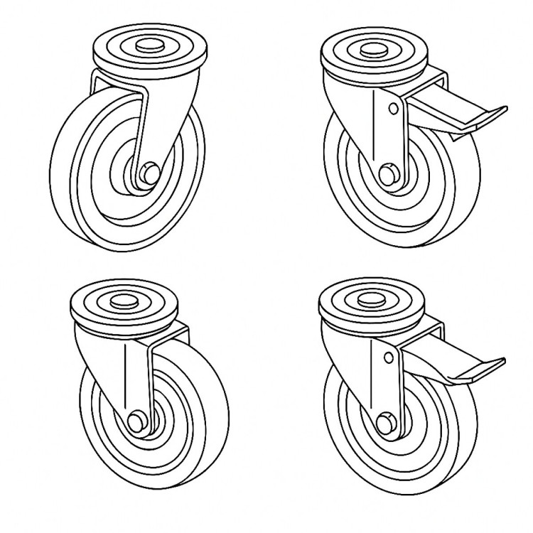 ACCESSORY KIT 4 wheels - model 5/8/12/16 GN1/1, 6 GN2/1 - ø 8cm - H15cm