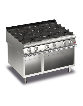 CUISINIÈRE À GAZ À 6 FEUX DANS LE COMPARTIMENT OUVERT