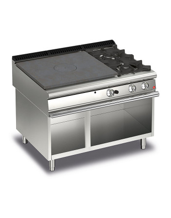 GAS SOLID TOP WITH 2 BURNERS ON THE RIGHT ON OPEN BASE