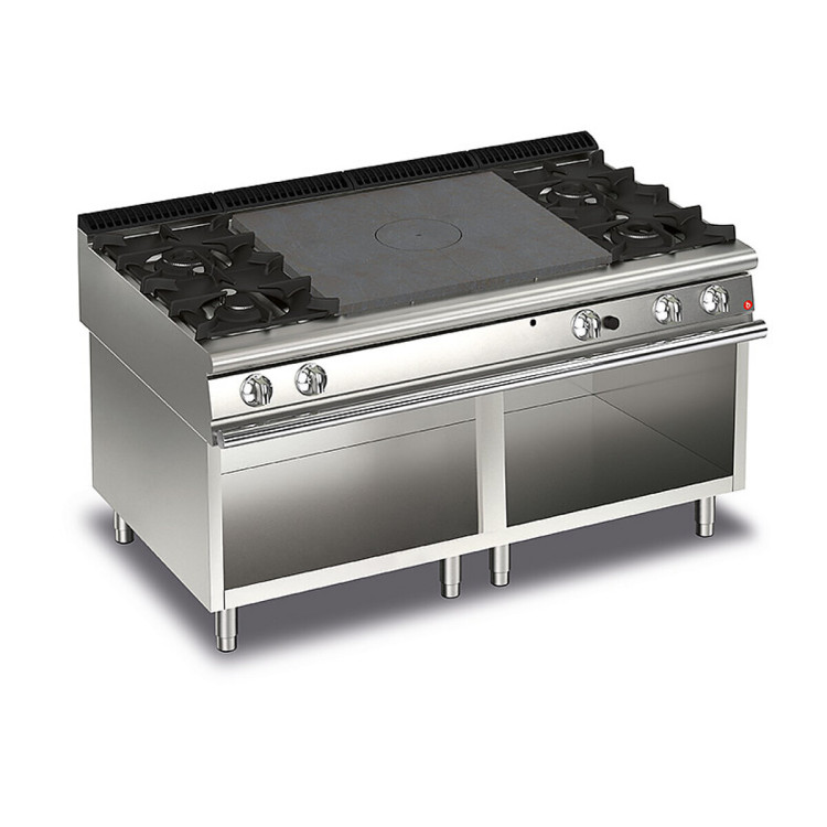 GAS SOLID TOP WITH 4 BURNERS SX/DX ON OPEN BASE