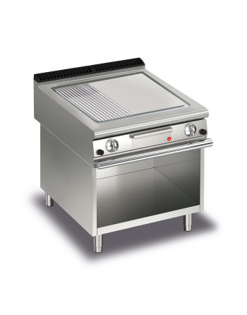 FRY TOP S GAS M80 AISI Plate - 1/3 RIBBED - On cabinet