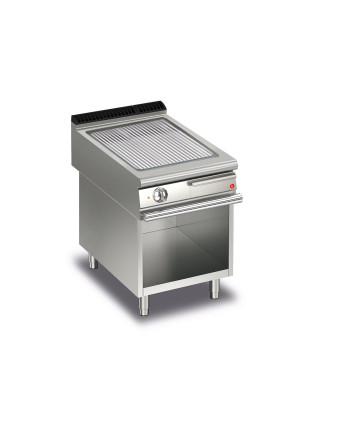 FRY TOP S Electric M60 AISI Plate - RIBBED - thermostat - on open cabinet