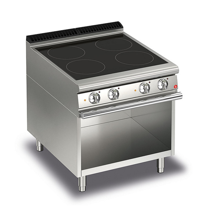 CUISINIÈRE ÉLECTRIQUE 4 ZONES VITROCÉRAMIQUES SUR COMPARTIMENT OUVERT