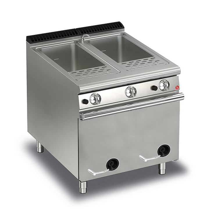 CUOCIPASTA A GAS 2 VASCHE 28 LT - PANNELLO FISSO FRONTALE - 4 CESTELLI E GRIGLIA DI FONDO INCLUSI
