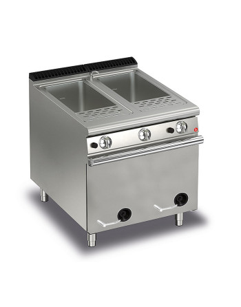 CUISEUR A PÂTES À GAZ 2 CUVES 40 + 40 LITRES - PANNEAU AVANT FIXE